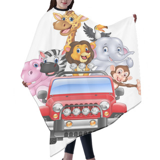 Personality  Happy Holiday Animal Africa In The Red Car Hair Cutting Cape