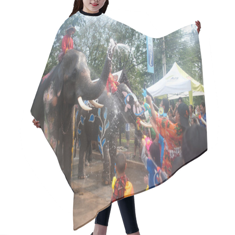 Personality  Young Elephant Playing Water. Hair Cutting Cape