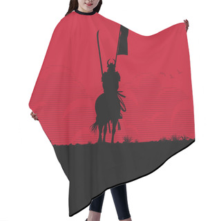 Personality  Silhouette Of Samurai Riding Horse In The Field, Vector Hair Cutting Cape