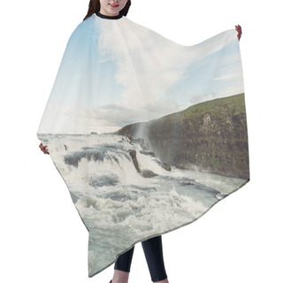 Personality  Beautiful Waterfall Landscape With Flowing River In Iceland  Hair Cutting Cape