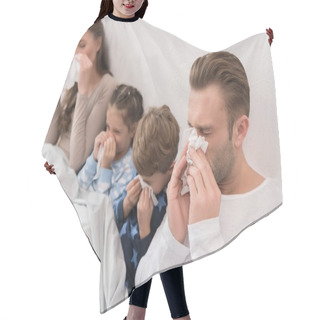 Personality  Family Blowing Noses In Napkins  Hair Cutting Cape