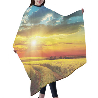 Personalise  Sunset Over Field Picture Hair Cutting Cape