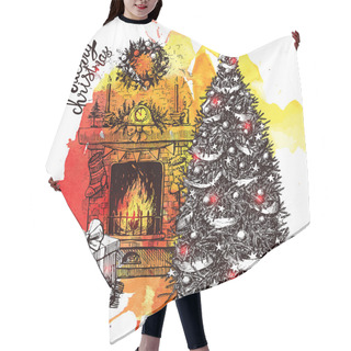 Personality  Christmas Sketch Hair Cutting Cape