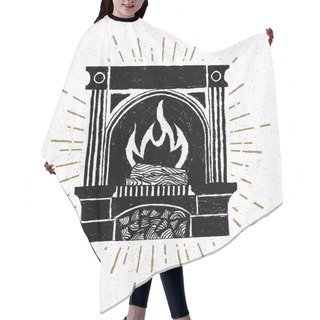 Customizable  Vintage Log Fire Image Hair Cutting Cape