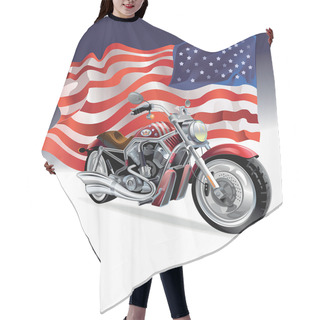 Customizable  Motorbike And US Flag Hair Cutting Cape
