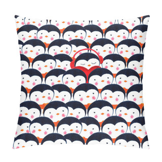 Personality  Crowd Of Penguins. Watercolor Illustration Pillow Covers