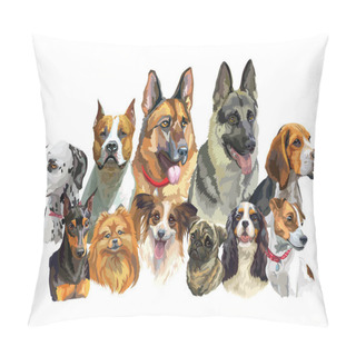 Personality  Big And Small Dog Breeds 2 Pillow Covers