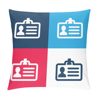 Personality  Big ID Card Blue And Red Four Color Minimal Icon Set Pillow Covers