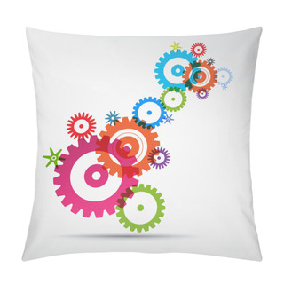 Personality  Abstract Colorful Vector Cogs - Gears On Grey Background Pillow Covers