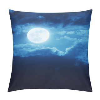 Personality  Dramatic Moonrise Background With Deep Blue Nightime Sky And Clouds Pillow Covers