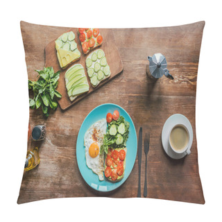 Personality  Healthy Breakfast And Cup Of Coffee Pillow Covers