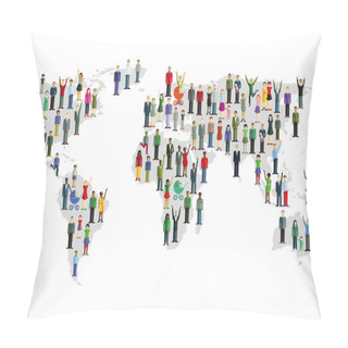 Personality  Group Of People Who Form A World Map Pillow Covers