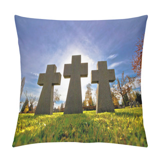 Personality  Graveyard Three Crosses Silhouette View Pillow Covers