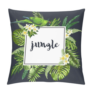 Personality  Exotic  Parrot, Flowers And Leaves Pillow Covers