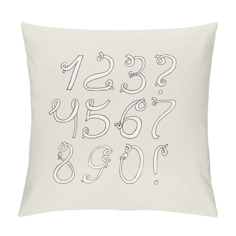 Personality  Hand-drawn funky digits, isolated on light background. Hand drawn grunge sequence vector illustration. Numbers based on swirls, loops and calligraphy style. Unique design for your print or lettering pillow covers