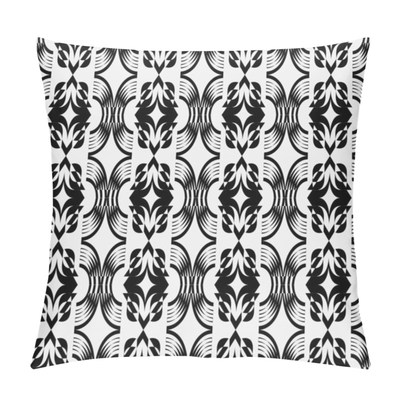 Personality  Abstract Op Art Seamless Pattern. Decorative Black And White Optical Illusion Texture Background. 3D Illusion. Vector Illustration.  Pillow Covers