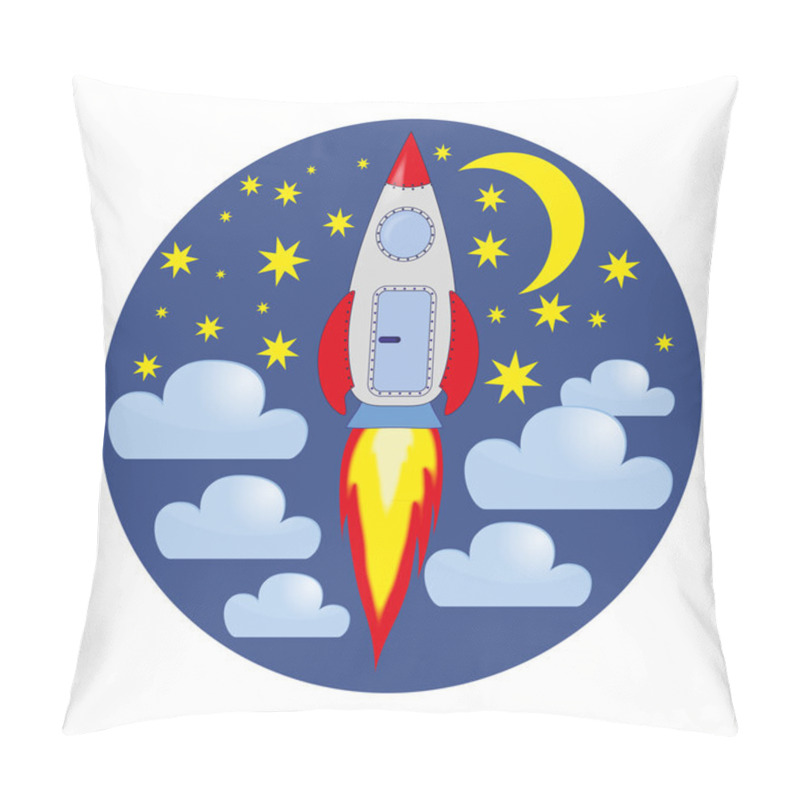 Personality  Rocket, clouds, stars, moon pillow covers