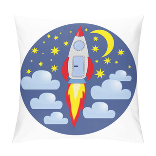 Personality  Rocket, Clouds, Stars, Moon Pillow Covers