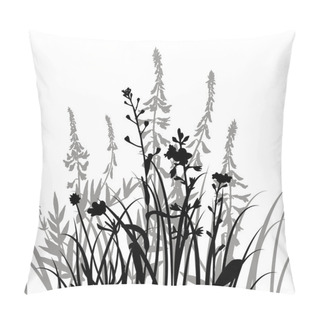 Personality  Vector Silhouettes Of Flowers And Grass Pillow Covers