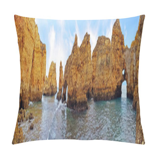 Personality  Panorama From Natural Rocks At Ponte Piedade In Lagos Portugal Pillow Covers