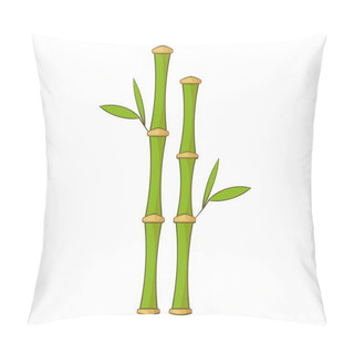 Personality  Green Bamboo Stems Icon, Cartoon Style Pillow Covers