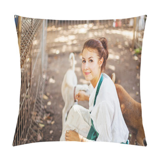 Personality  Woman In Animal Shelter Pillow Covers