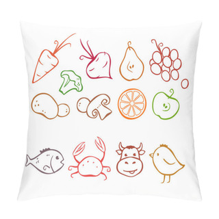 Personality  Vegetables, Fruits And Meat Pillow Covers