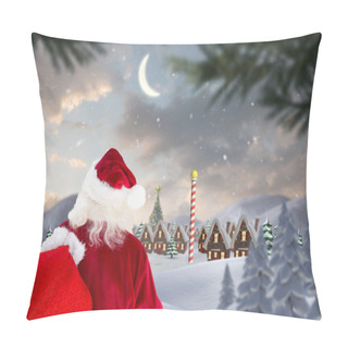 Personality  Composite Image Of Santa Claus Carrying Sack Pillow Covers