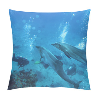 Personality  Two Playful Dolphins Underwater Pillow Covers