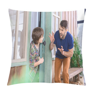Personality  Father And Son Playing Hide And Seek Pillow Covers