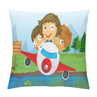 Personality  Happy Kids Riding On A Plane Pillow Covers