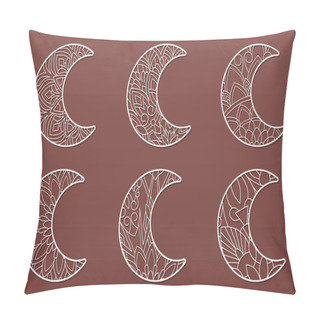 Personality  Crescent Moon Hand Drawing Vector Zentangle Illustration Design Pillow Covers