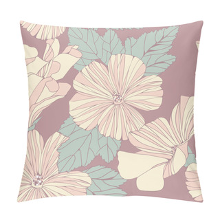 Personality  Delicate Pattern With Pastel Colored Hibiscus Flowers. Pillow Covers