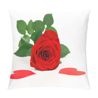 Personality  Flower Red Rose With Hearts Isolated Pillow Covers