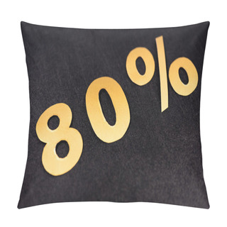 Personality  Golden 80 Percent Signs On Black Background Pillow Covers