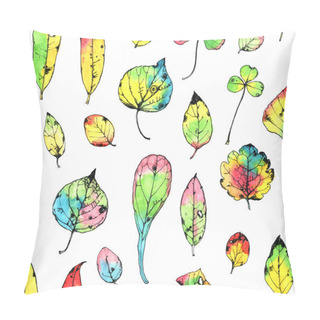 Personality  Watercolor Seamless Pattern With Hand Drawn Autumn Leaves Pillow Covers