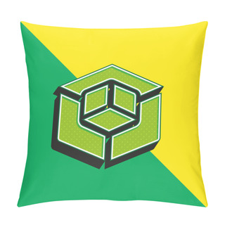Personality  3d Modeling Green And Yellow Modern 3d Vector Icon Logo Pillow Covers