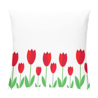 Personality  Flat Icon On White Background Tulip Blooms . 8 March . Women's Spring Day.; Pillow Covers