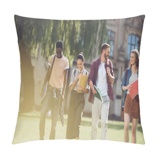 Personality  Multicultural Students Walking In Park  Pillow Covers
