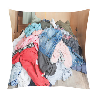 Personality  Pile Of Clothes On Floor Indoors Pillow Covers