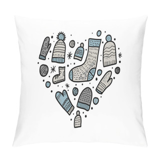 Personality  Warm Socks, Beanies Set. Vector Illustration. Pillow Covers
