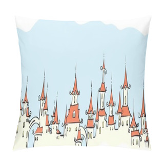 Personality  Seamless Pattern With Town Pillow Covers