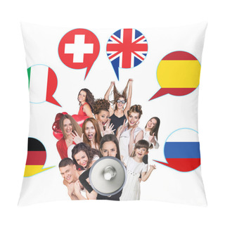 Personality  Group Of People And Bubbles With Countries Flags Pillow Covers