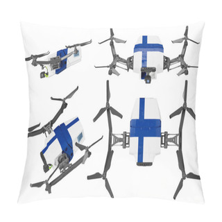 Personality  The Drones In This Image Are Gracefully Adorned With The Simple Yet Striking Blue Cross On White Background Of The Finnish Flag, Poised Against The Deep Black Of The Night Pillow Covers