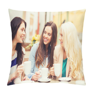 Personality  Beautiful Girls Drinking Coffee In Cafe Pillow Covers