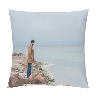 Personality  Man Standing On Seashore Pillow Covers