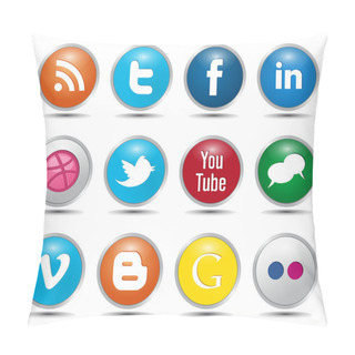Personality  Color Social Media Icons Pillow Covers