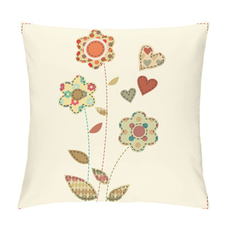 Personality  Cartoon Vector Illustration In A Patchwork Style - Flowers Decor Pillow Covers