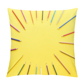 Personality  Colorful Pencils On The Yellow Background Pillow Covers
