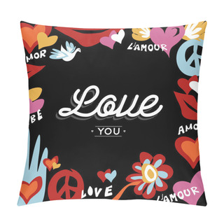 Personality  Valentine Day Retro Design With Love Text Pillow Covers